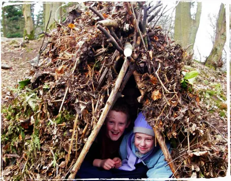 Children in a makeshift den